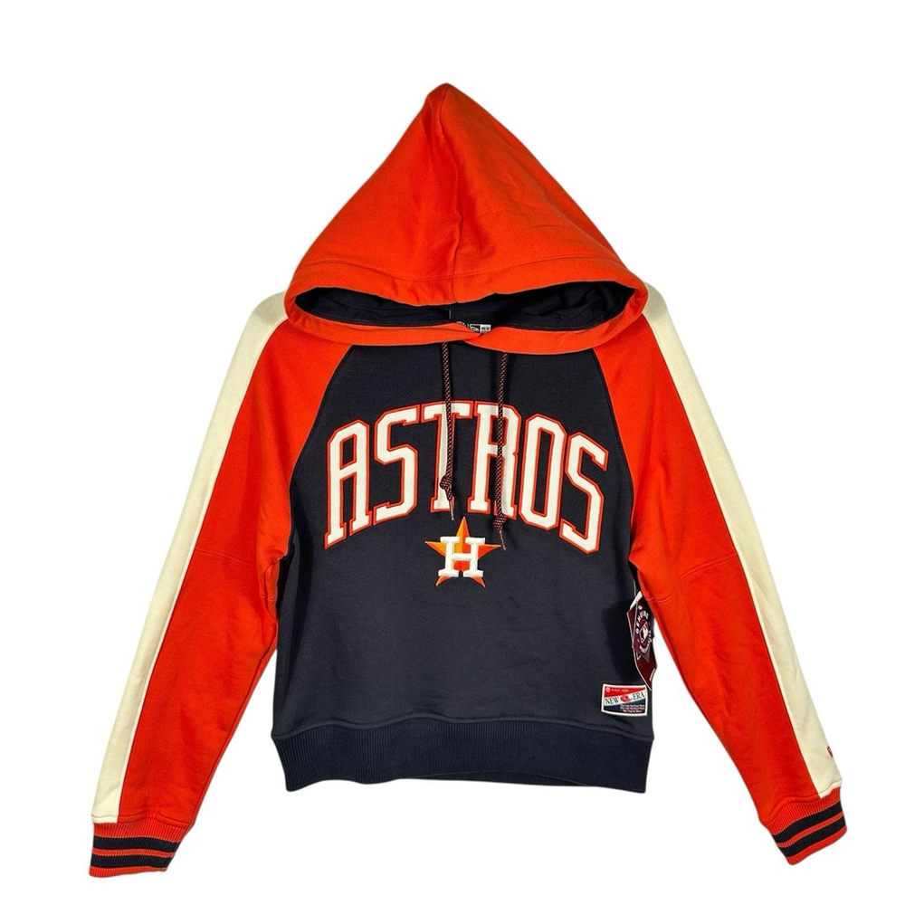 New Era Navy Houston Astros Cooperstown Collection Cropped Raglan Hoodie Size S